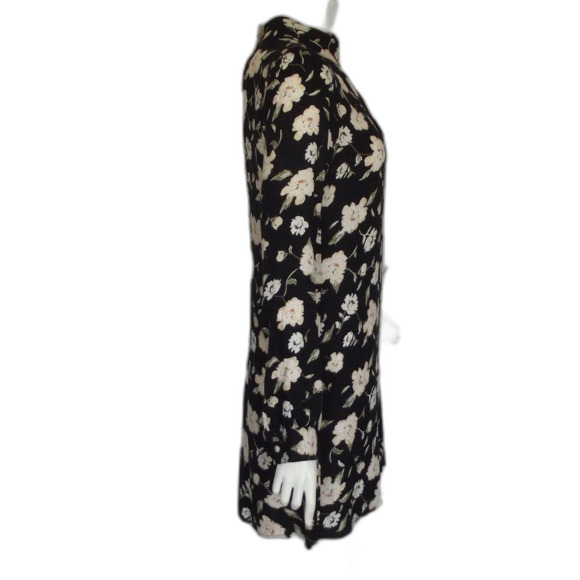 ELAN Mini Dress, S, Black/Off-White Floral, Long sleeves, Choker/Keyhole - Picture 7 of 14